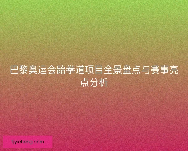 巴黎奥运会跆拳道项目全景盘点与赛事亮点分析