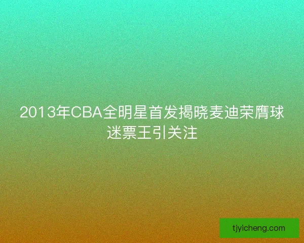 2013年CBA全明星首发揭晓麦迪荣膺球迷票王引关注